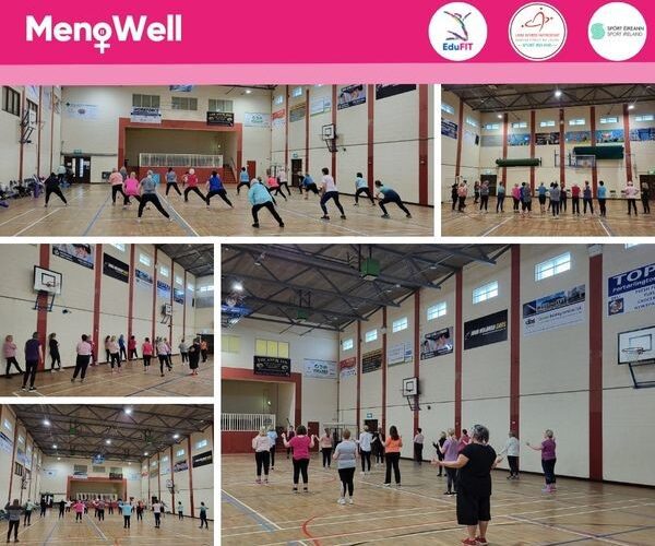 Collage of images of women exercising during the Menowell programme.